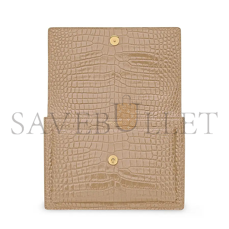 YSL SUNSET MEDIUM IN CROCODILE-EMBOSSED LEATHER 442906DND0J2721 (22*16*6.5cm)