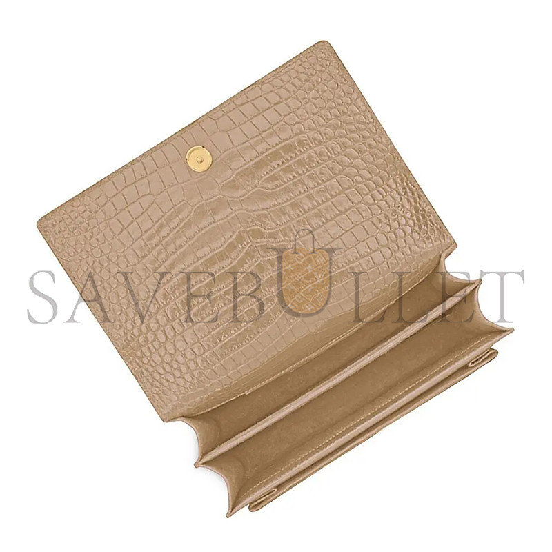YSL SUNSET MEDIUM IN CROCODILE-EMBOSSED LEATHER 442906DND0J2721 (22*16*6.5cm)