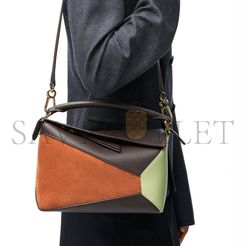 LOEWE SMALL PUZZLE BAG IN CLASSIC CALFSKIN AND SUEDE A510P60X94-4522 (24*16.5*10.5cm)