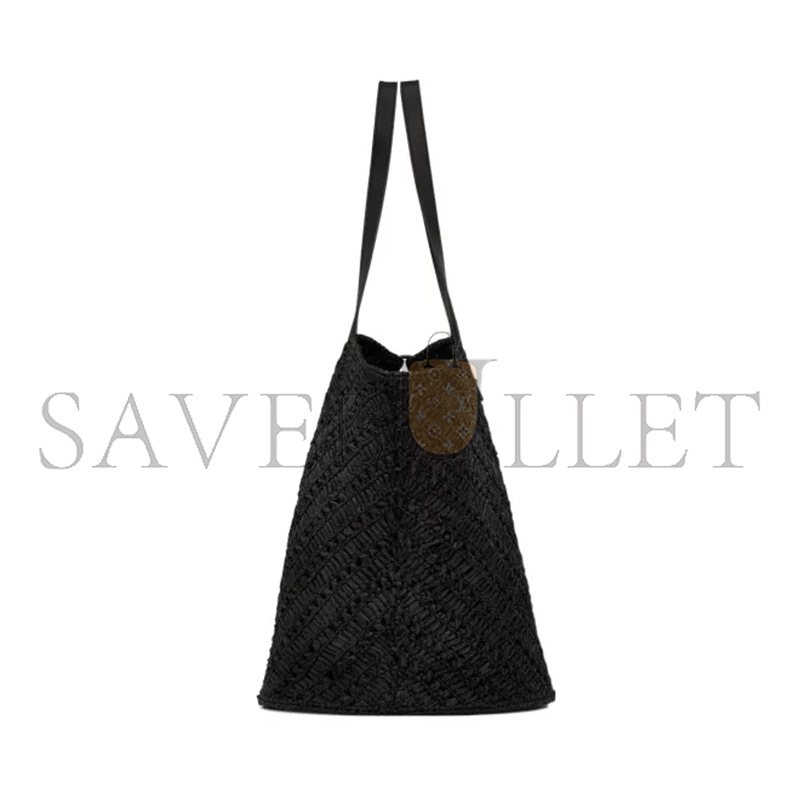 YSL PANIER MEDIUM IN RAFFIA AND VEGETABLE-TANNED LEATHER 740375GAADP1000 (44*20*21cm)