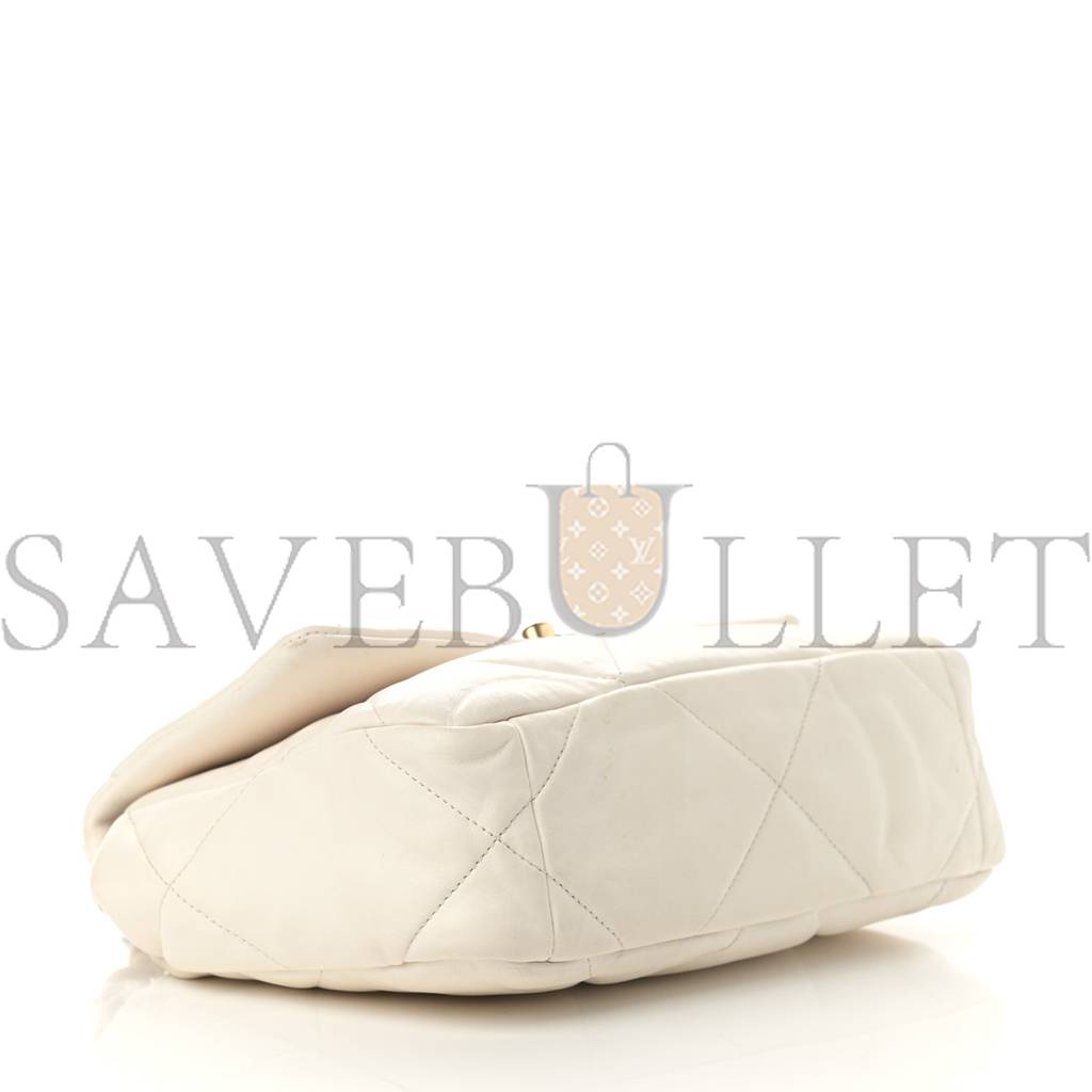 CHANEL GOATSKIN QUILTED MEDIUM CHANEL 19 FLAP WHITE GOLD HARDWARE (27*20*8cm) CHANEL GOATSKIN QUILTED MEDIUM CHANEL 19 FLAP WHITE GOLD HARDWARE (27*20*8cm)