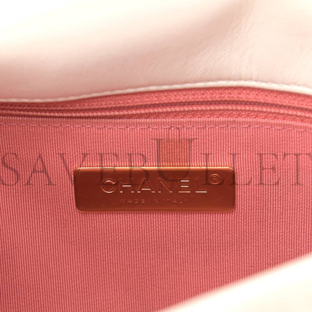 CHANEL GOATSKIN QUILTED MEDIUM CHANEL 19 FLAP WHITE GOLD HARDWARE (27*20*8cm) CHANEL GOATSKIN QUILTED MEDIUM CHANEL 19 FLAP WHITE GOLD HARDWARE (27*20*8cm)