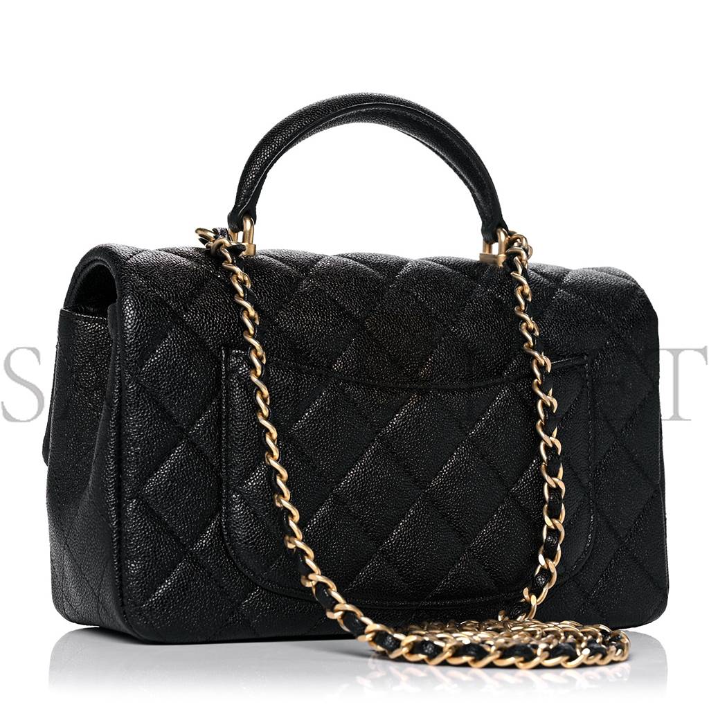 CHANEL CAVIAR QUILTED MINI TOP HANDLE RECTANGULAR FLAP BLACK GOLD HARDWARE (20*12*7cm) CHANEL CAVIAR QUILTED MINI TOP HANDLE RECTANGULAR FLAP BLACK GOLD HARDWARE (20*12*7cm)