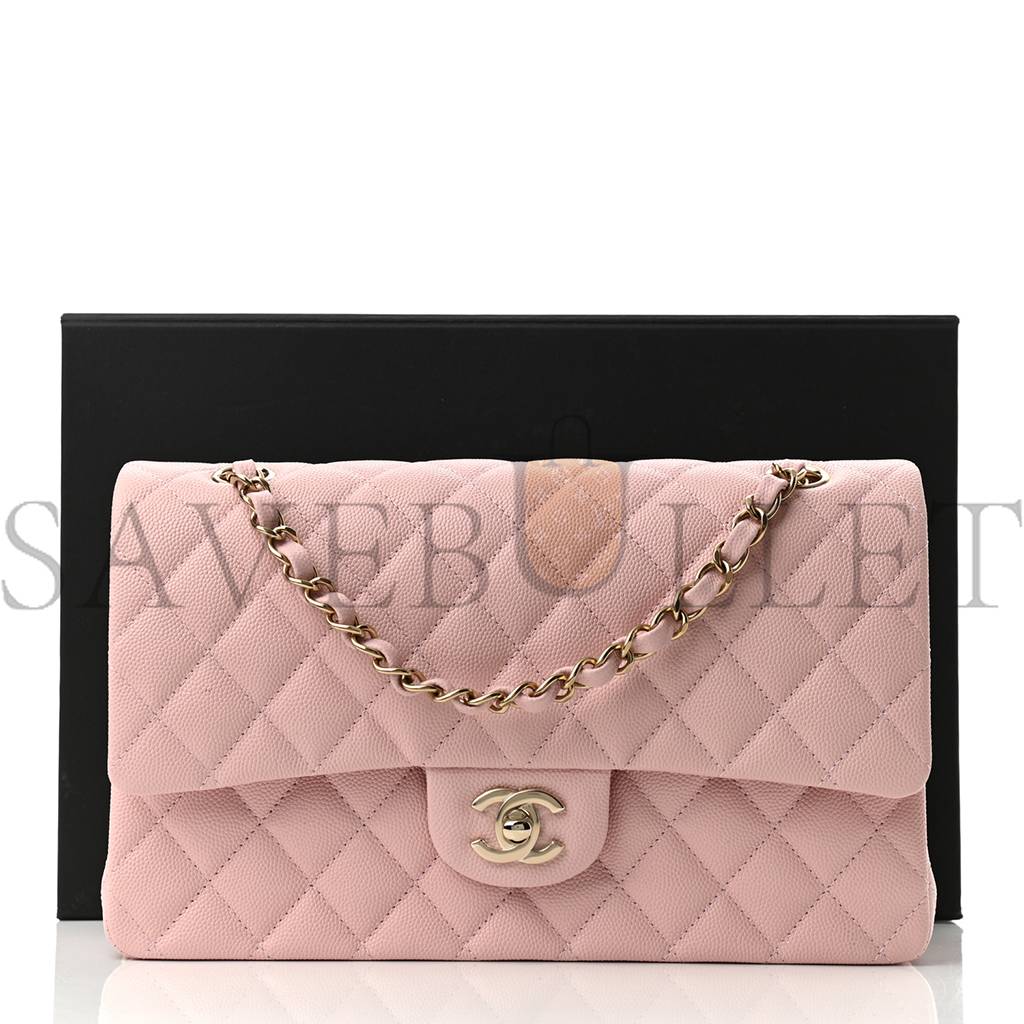 CHANEL CAVIAR QUILTED MEDIUM DOUBLE FLAP LIGHT PINK ROSE GOLD HARDWARE (25*15*6cm) CHANEL CAVIAR QUILTED MEDIUM DOUBLE FLAP LIGHT PINK ROSE GOLD HARDWARE (25*15*6cm)