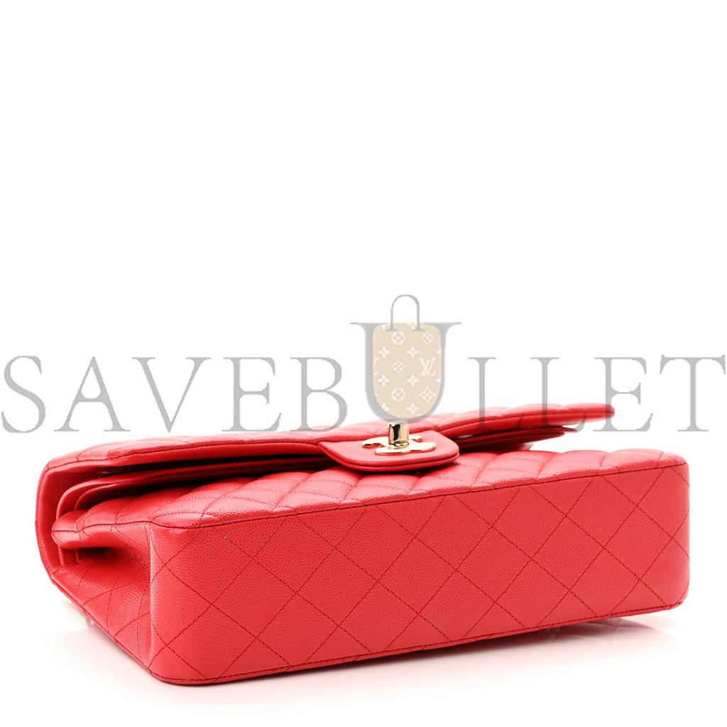 CHANEL CAVIAR QUILTED MEDIUM DOUBLE FLAP RED GOLD HARDWARE (25*17*6cm) CHANEL CAVIAR QUILTED MEDIUM DOUBLE FLAP RED GOLD HARDWARE (25*17*6cm)