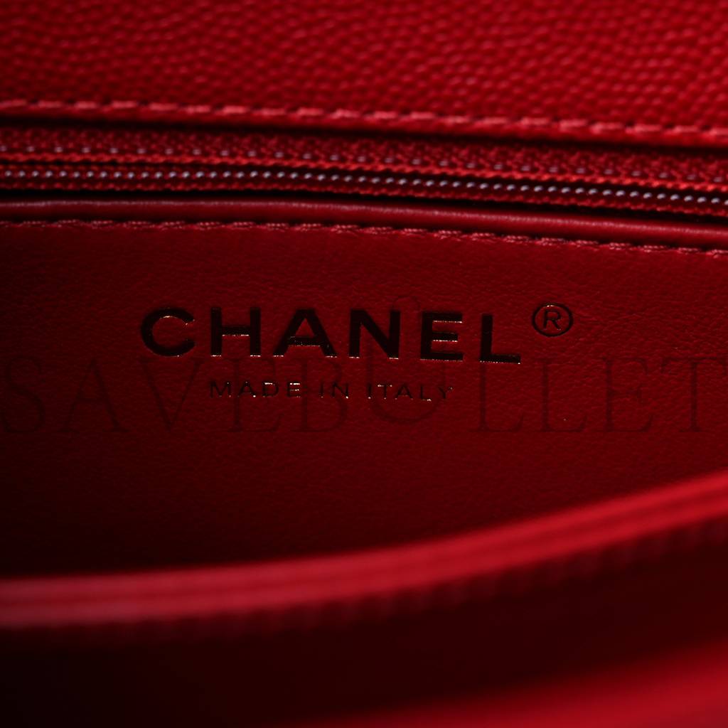 CHANEL CAVIAR QUILTED MINI COCO HANDLE FLAP RED ROSE GOLD HARDWARE (23*14*10cm) CHANEL CAVIAR QUILTED MINI COCO HANDLE FLAP RED ROSE GOLD HARDWARE (23*14*10cm)