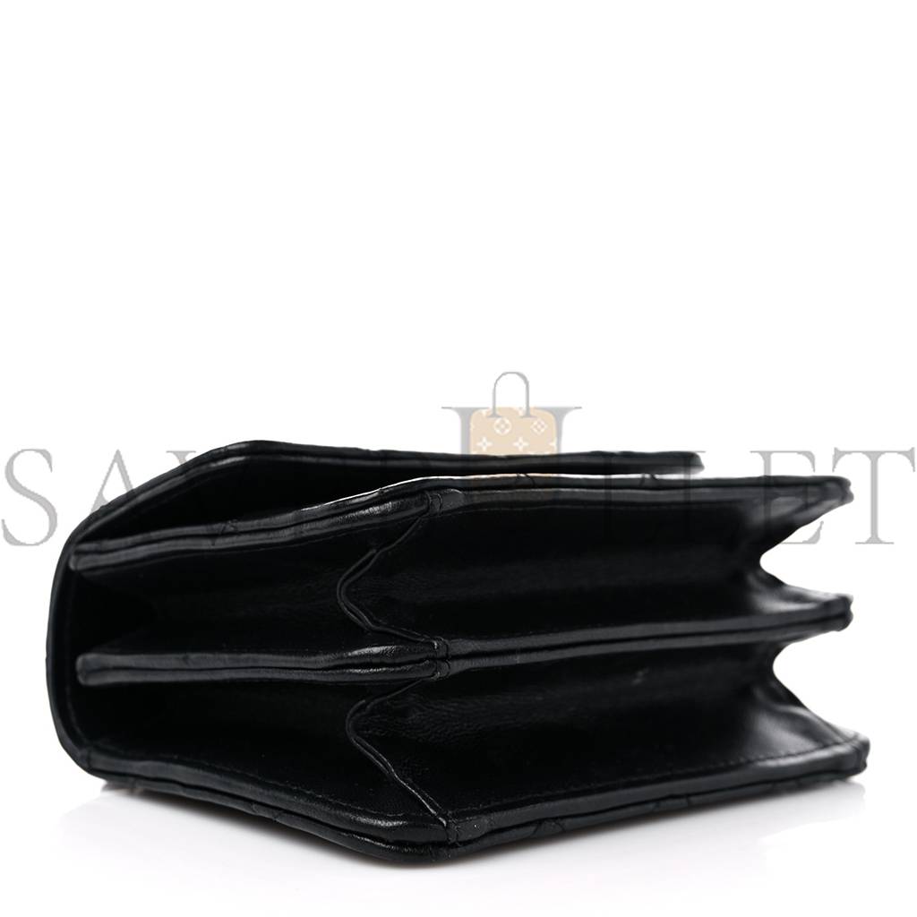 CHANEL LAMBSKIN QUILTED CHAIN TOP HANDLE CLUTCH WITH CHAIN BLACK GOLD HARDWARE (13*10*6cm) CHANEL LAMBSKIN QUILTED CHAIN TOP HANDLE CLUTCH WITH CHAIN BLACK GOLD HARDWARE (13*10*6cm)