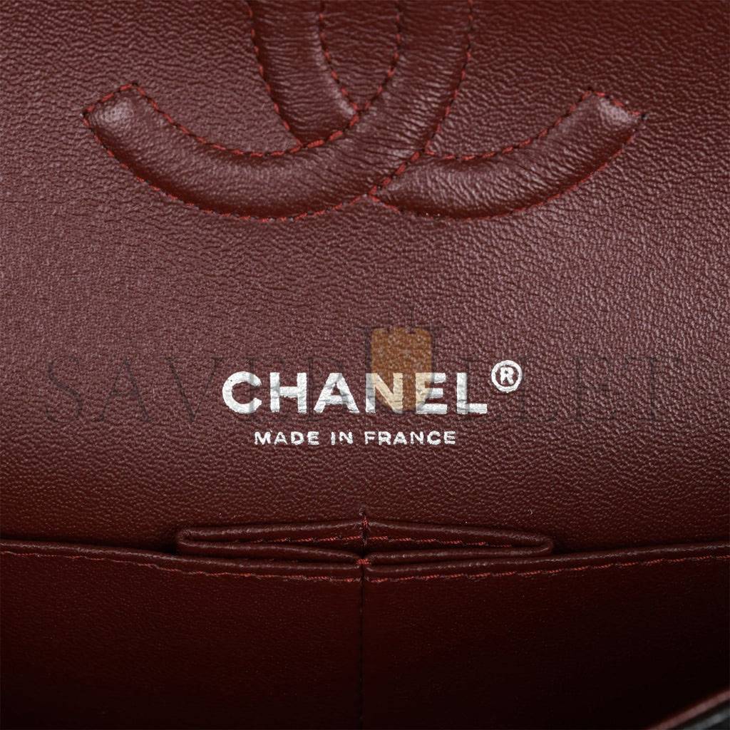 CHANEL MEDIUM CLASSIC DOUBLE FLAP BAG BLACK QUILTED CAVIAR SILVER HARDWARE (25*15*7cm) CHANEL MEDIUM CLASSIC DOUBLE FLAP BAG BLACK QUILTED CAVIAR SILVER HARDWARE (25*15*7cm)