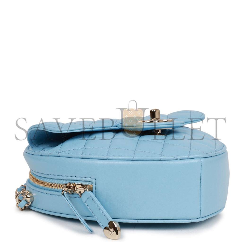 CHANEL CC IN LOVE LARGE HEART BAG BLUE LAMBSKIN LIGHT GOLD HARDWARE (20*18*6cm) CHANEL CC IN LOVE LARGE HEART BAG BLUE LAMBSKIN LIGHT GOLD HARDWARE (20*18*6cm)