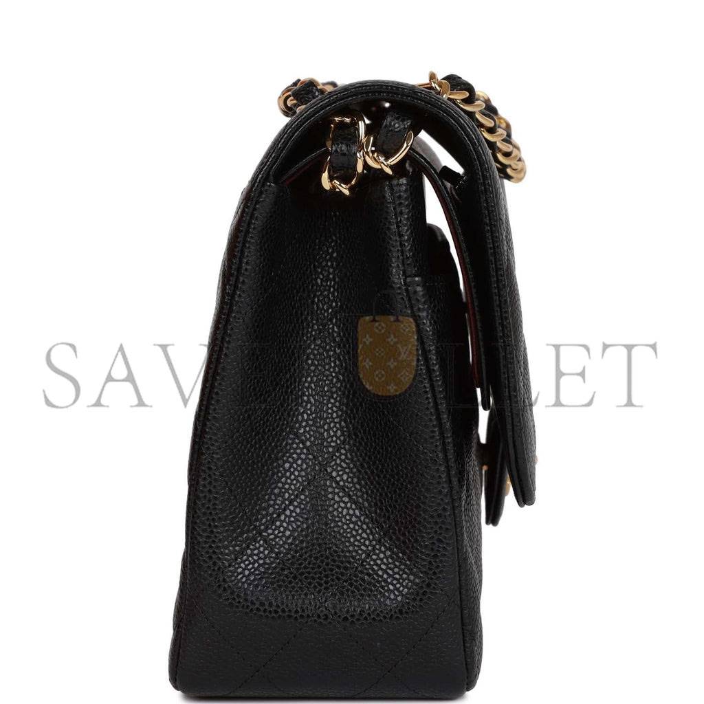 CHANEL JUMBO CLASSIC DOUBLE FLAP BAG BLACK CAVIAR GOLD HARDWARE (30*20*9cm) CHANEL JUMBO CLASSIC DOUBLE FLAP BAG BLACK CAVIAR GOLD HARDWARE (30*20*9cm)