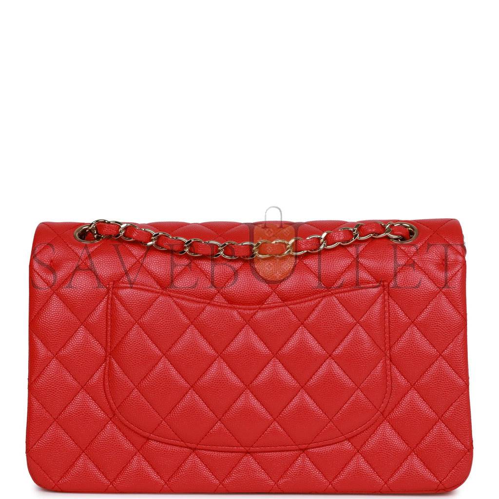 CHANEL MEDIUM CLASSIC DOUBLE FLAP BAG RED CAVIAR LIGHT GOLD HARDWARE (25.5*15.5*6.5cm) CHANEL MEDIUM CLASSIC DOUBLE FLAP BAG RED CAVIAR LIGHT GOLD HARDWARE (25.5*15.5*6.5cm)
