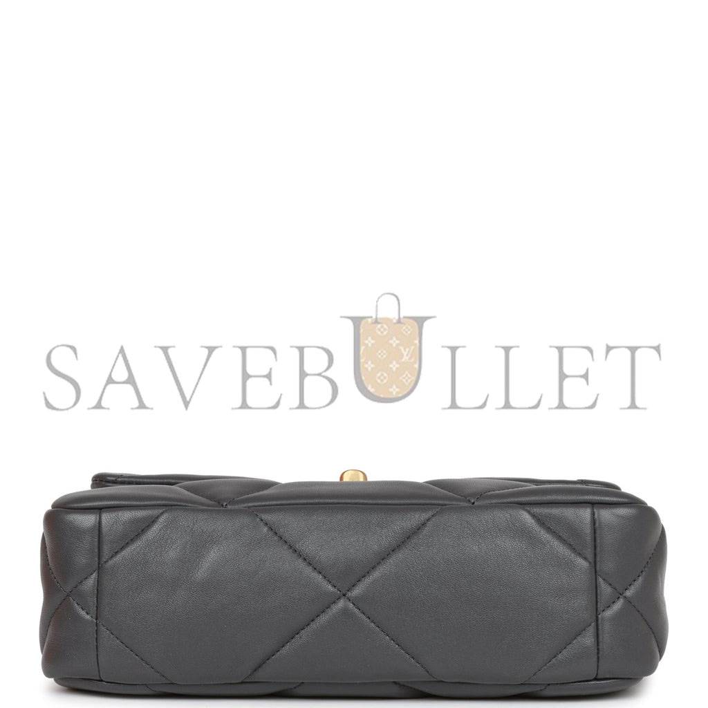 CHANEL MEDIUM 19 FLAP BAG GREY CALFSKIN MIXED HARDWARE (25*16*9cm) CHANEL MEDIUM 19 FLAP BAG GREY CALFSKIN MIXED HARDWARE (25*16*9cm)