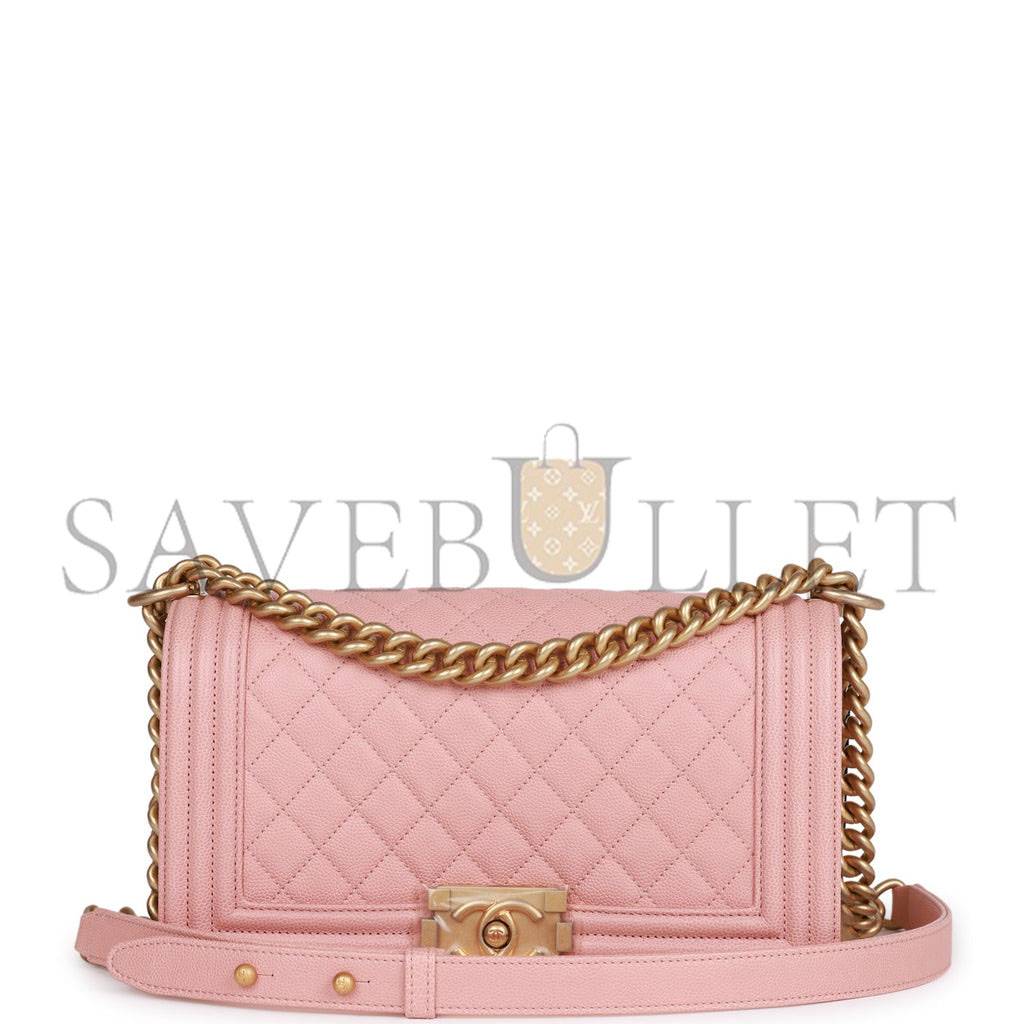 CHANEL MEDIUM BOY BAG PINK CAVIAR ANTIQUE GOLD HARDWARE (25*15*9cm) CHANEL MEDIUM BOY BAG PINK CAVIAR ANTIQUE GOLD HARDWARE (25*15*9cm)