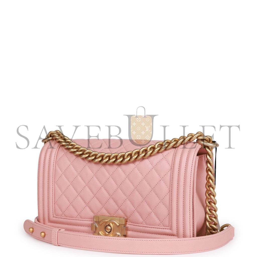 CHANEL MEDIUM BOY BAG PINK CAVIAR ANTIQUE GOLD HARDWARE (25*15*9cm) CHANEL MEDIUM BOY BAG PINK CAVIAR ANTIQUE GOLD HARDWARE (25*15*9cm)