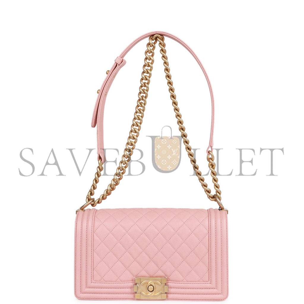 CHANEL MEDIUM BOY BAG PINK CAVIAR ANTIQUE GOLD HARDWARE (25*15*9cm) CHANEL MEDIUM BOY BAG PINK CAVIAR ANTIQUE GOLD HARDWARE (25*15*9cm)