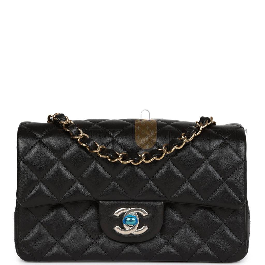 CHANEL MINI RECTANGULAR FLAP BAG BLACK LAMBSKIN LIGHT GOLD HARDWARE (20*13*6cm) CHANEL MINI RECTANGULAR FLAP BAG BLACK LAMBSKIN LIGHT GOLD HARDWARE (20*13*6cm)