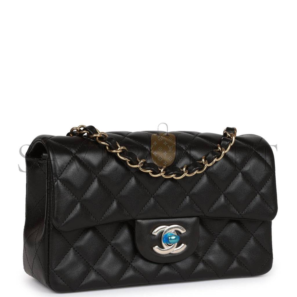 CHANEL MINI RECTANGULAR FLAP BAG BLACK LAMBSKIN LIGHT GOLD HARDWARE (20*13*6cm) CHANEL MINI RECTANGULAR FLAP BAG BLACK LAMBSKIN LIGHT GOLD HARDWARE (20*13*6cm)
