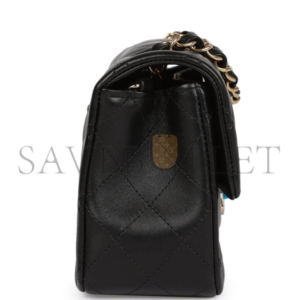 CHANEL MINI RECTANGULAR FLAP BAG BLACK LAMBSKIN LIGHT GOLD HARDWARE (20*13*6cm) CHANEL MINI RECTANGULAR FLAP BAG BLACK LAMBSKIN LIGHT GOLD HARDWARE (20*13*6cm)