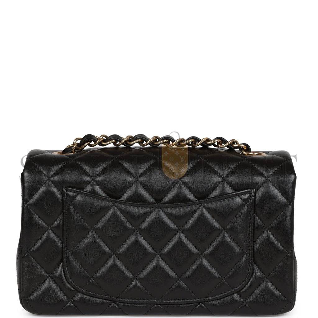 CHANEL MINI RECTANGULAR FLAP BAG BLACK LAMBSKIN LIGHT GOLD HARDWARE (20*13*6cm) CHANEL MINI RECTANGULAR FLAP BAG BLACK LAMBSKIN LIGHT GOLD HARDWARE (20*13*6cm)