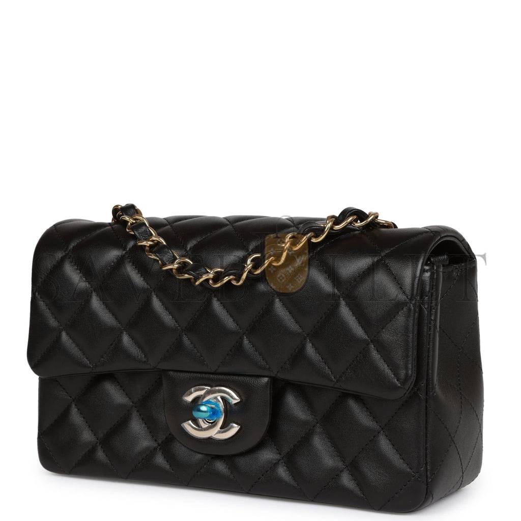CHANEL MINI RECTANGULAR FLAP BAG BLACK LAMBSKIN LIGHT GOLD HARDWARE (20*13*6cm) CHANEL MINI RECTANGULAR FLAP BAG BLACK LAMBSKIN LIGHT GOLD HARDWARE (20*13*6cm)