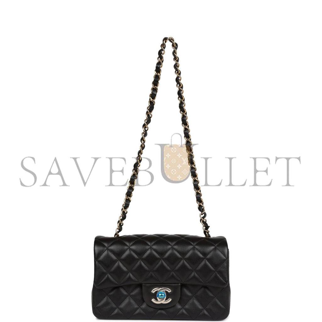 CHANEL MINI RECTANGULAR FLAP BAG BLACK LAMBSKIN LIGHT GOLD HARDWARE (20*13*6cm) CHANEL MINI RECTANGULAR FLAP BAG BLACK LAMBSKIN LIGHT GOLD HARDWARE (20*13*6cm)