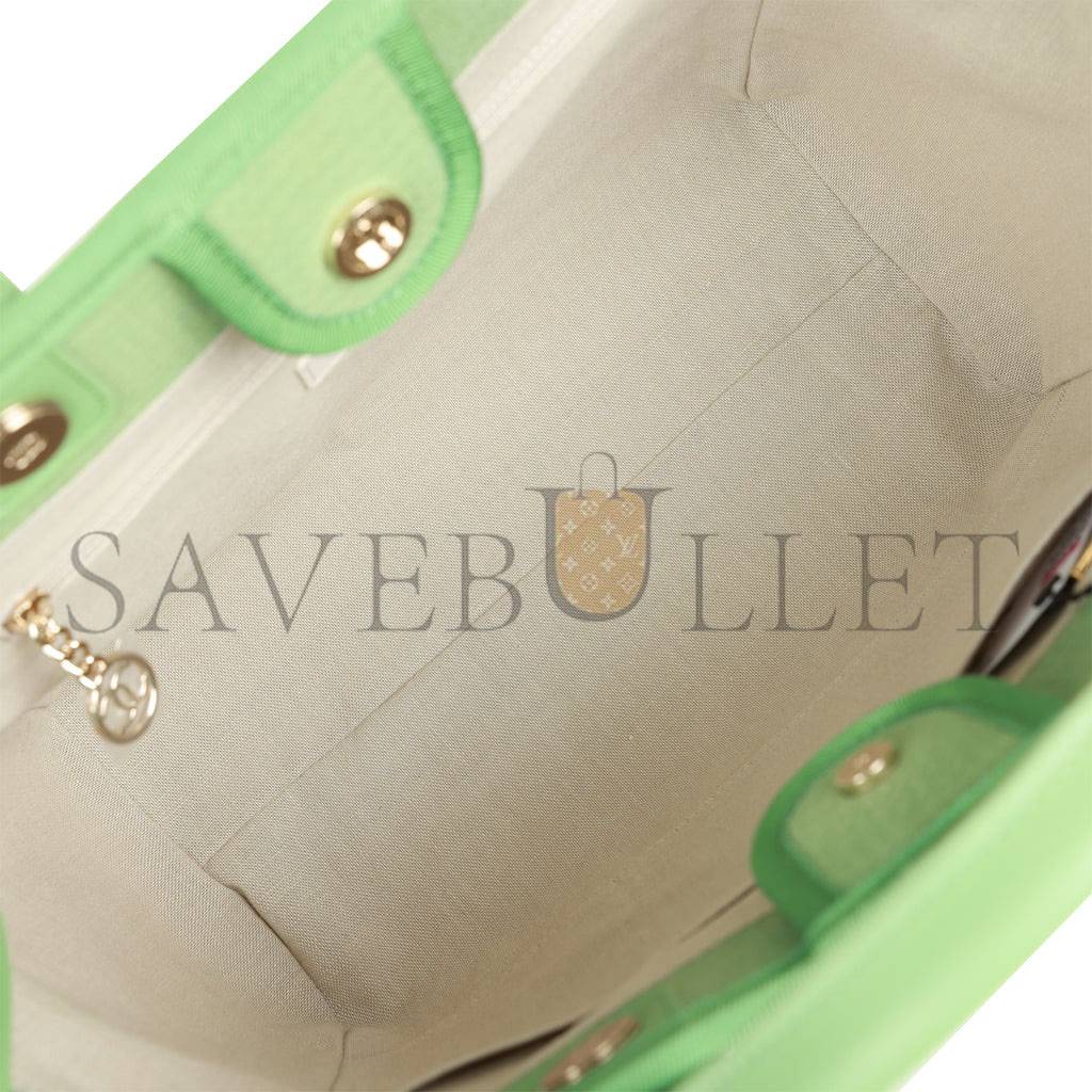 CHANEL SMALL DEAUVILLE SHOPPING BAG GREEN BOUCLE LIGHT GOLD HARDWARE (34*27*15cm) CHANEL SMALL DEAUVILLE SHOPPING BAG GREEN BOUCLE LIGHT GOLD HARDWARE (34*27*15cm)