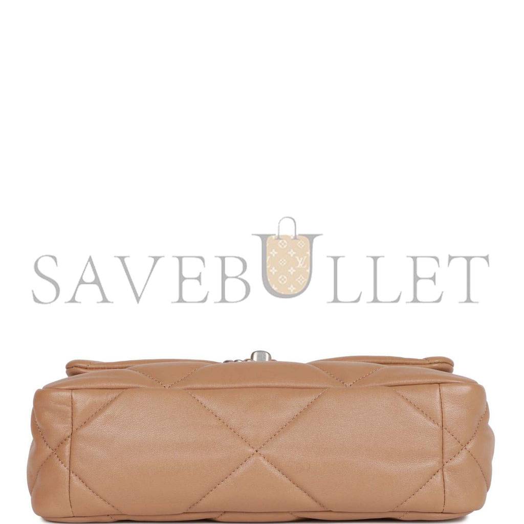 CHANEL MEDIUM 19 FLAP BAG BEIGE CALFSKIN MIXED HARDWARE (25*16*9cm) CHANEL MEDIUM 19 FLAP BAG BEIGE CALFSKIN MIXED HARDWARE (25*16*9cm)