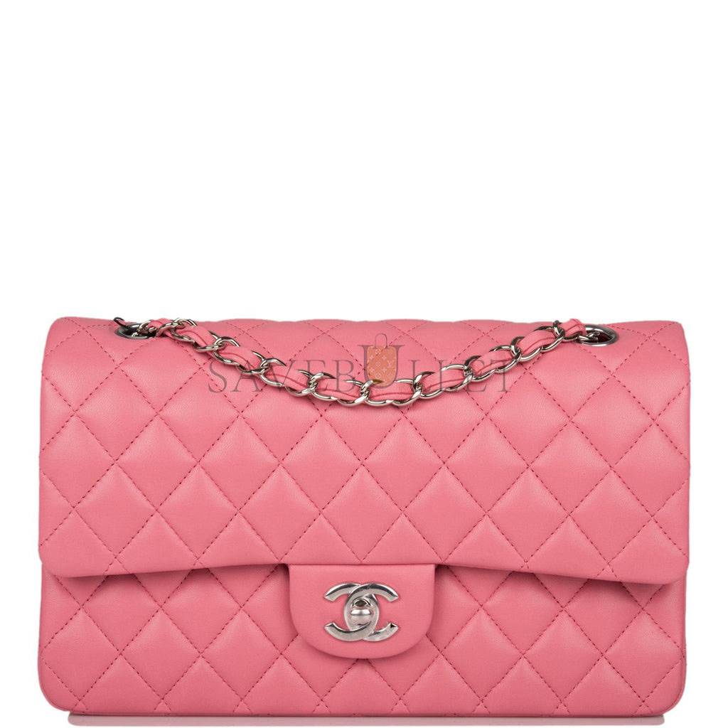 CHANEL MEDIUM CLASSIC DOUBLE FLAP BAG ROSE QUILTED LAMBSKIN SILVER HARDWARE (25*15*7cm) CHANEL MEDIUM CLASSIC DOUBLE FLAP BAG ROSE QUILTED LAMBSKIN SILVER HARDWARE (25*15*7cm)