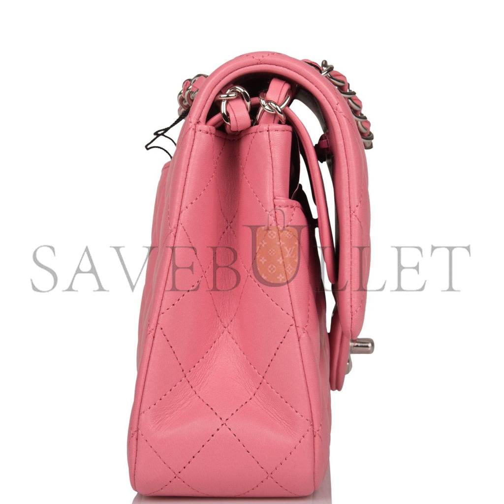 CHANEL MEDIUM CLASSIC DOUBLE FLAP BAG ROSE QUILTED LAMBSKIN SILVER HARDWARE (25*15*7cm) CHANEL MEDIUM CLASSIC DOUBLE FLAP BAG ROSE QUILTED LAMBSKIN SILVER HARDWARE (25*15*7cm)