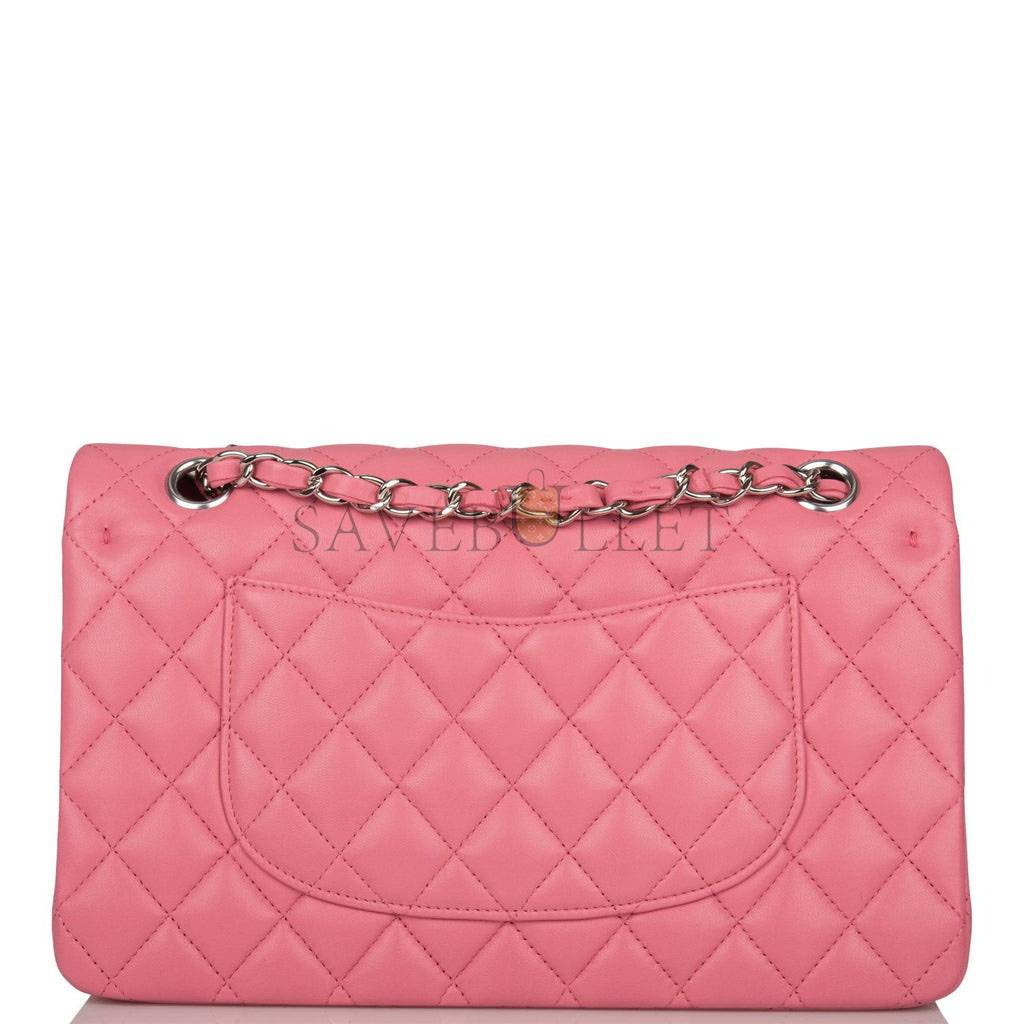CHANEL MEDIUM CLASSIC DOUBLE FLAP BAG ROSE QUILTED LAMBSKIN SILVER HARDWARE (25*15*7cm) CHANEL MEDIUM CLASSIC DOUBLE FLAP BAG ROSE QUILTED LAMBSKIN SILVER HARDWARE (25*15*7cm)