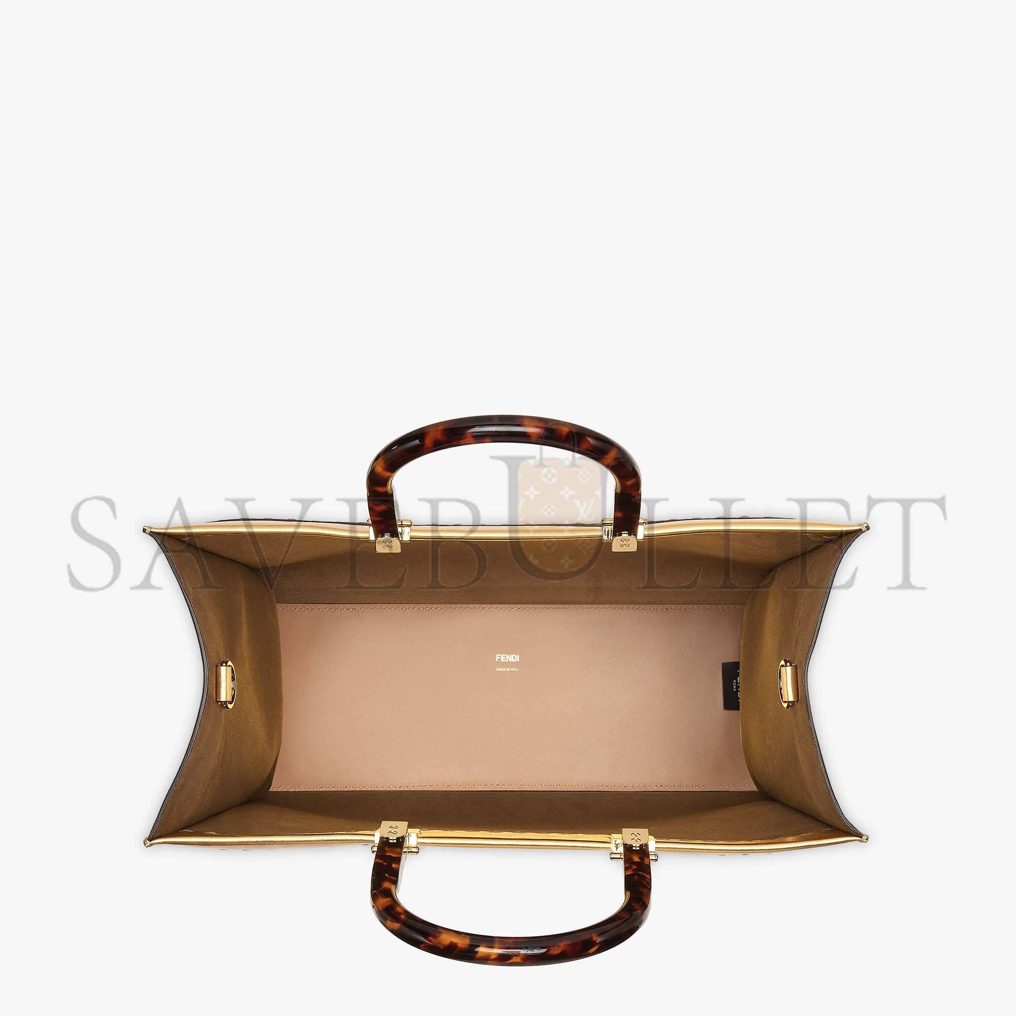 FENDI SUNSHINE MEDIUM - GOLD LAMINATED LEATHER SHOPPER 8BH386AJH7F1GNN (35*31*17cm) FENDI SUNSHINE MEDIUM - GOLD LAMINATED LEATHER SHOPPER 8BH386AJH7F1GNN (35*31*17cm)