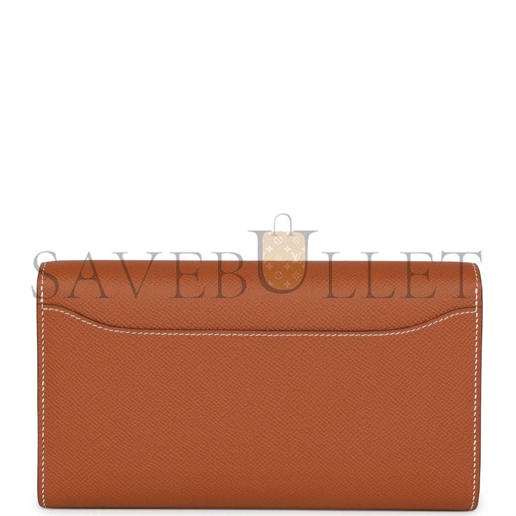 HERMES CONSTANCE WALLET TO GO GOLD EPSOM PALLADIUM HARDWARE (22*11cm) HERMES CONSTANCE WALLET TO GO GOLD EPSOM PALLADIUM HARDWARE (22*11cm)