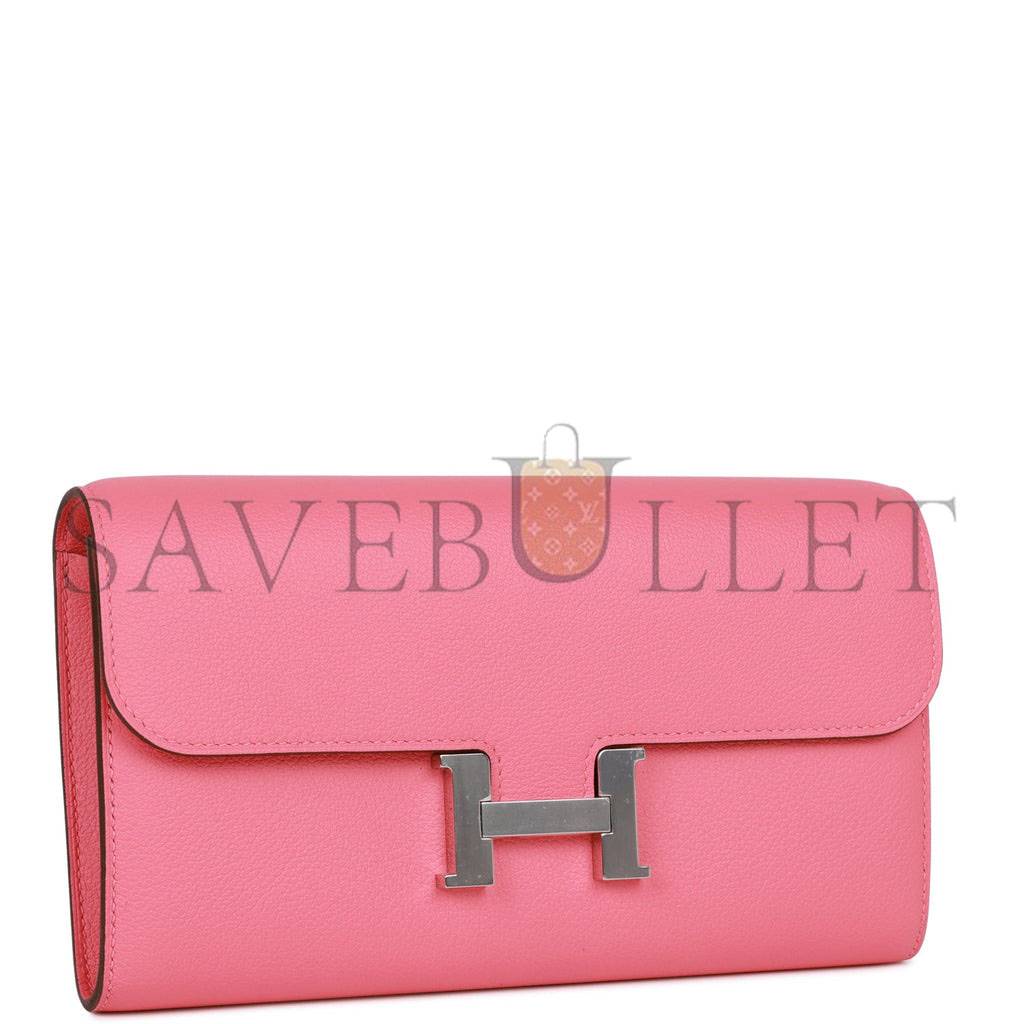 HERMES CONSTANCE WALLET TO GO ROSE AZALEE EVERCOLOR PALLADIUM HARDWARE (20.3*11.4*3.8cm) HERMES CONSTANCE WALLET TO GO ROSE AZALEE EVERCOLOR PALLADIUM HARDWARE (20.3*11.4*3.8cm)