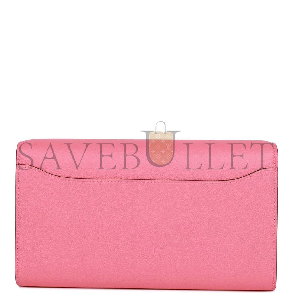 HERMES CONSTANCE WALLET TO GO ROSE AZALEE EVERCOLOR PALLADIUM HARDWARE (20.3*11.4*3.8cm) HERMES CONSTANCE WALLET TO GO ROSE AZALEE EVERCOLOR PALLADIUM HARDWARE (20.3*11.4*3.8cm)