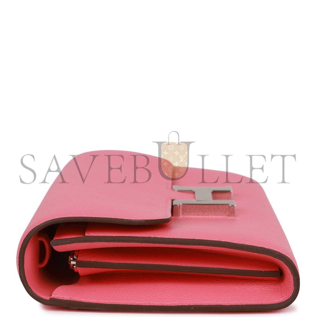 HERMES CONSTANCE WALLET TO GO ROSE AZALEE EVERCOLOR PALLADIUM HARDWARE (20.3*11.4*3.8cm) HERMES CONSTANCE WALLET TO GO ROSE AZALEE EVERCOLOR PALLADIUM HARDWARE (20.3*11.4*3.8cm)