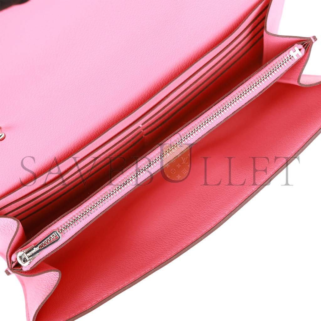 HERMES CONSTANCE WALLET TO GO ROSE AZALEE EVERCOLOR PALLADIUM HARDWARE (20.3*11.4*3.8cm) HERMES CONSTANCE WALLET TO GO ROSE AZALEE EVERCOLOR PALLADIUM HARDWARE (20.3*11.4*3.8cm)
