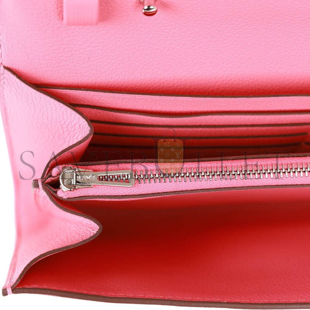 HERMES CONSTANCE WALLET TO GO ROSE AZALEE EVERCOLOR PALLADIUM HARDWARE (20.3*11.4*3.8cm) HERMES CONSTANCE WALLET TO GO ROSE AZALEE EVERCOLOR PALLADIUM HARDWARE (20.3*11.4*3.8cm)