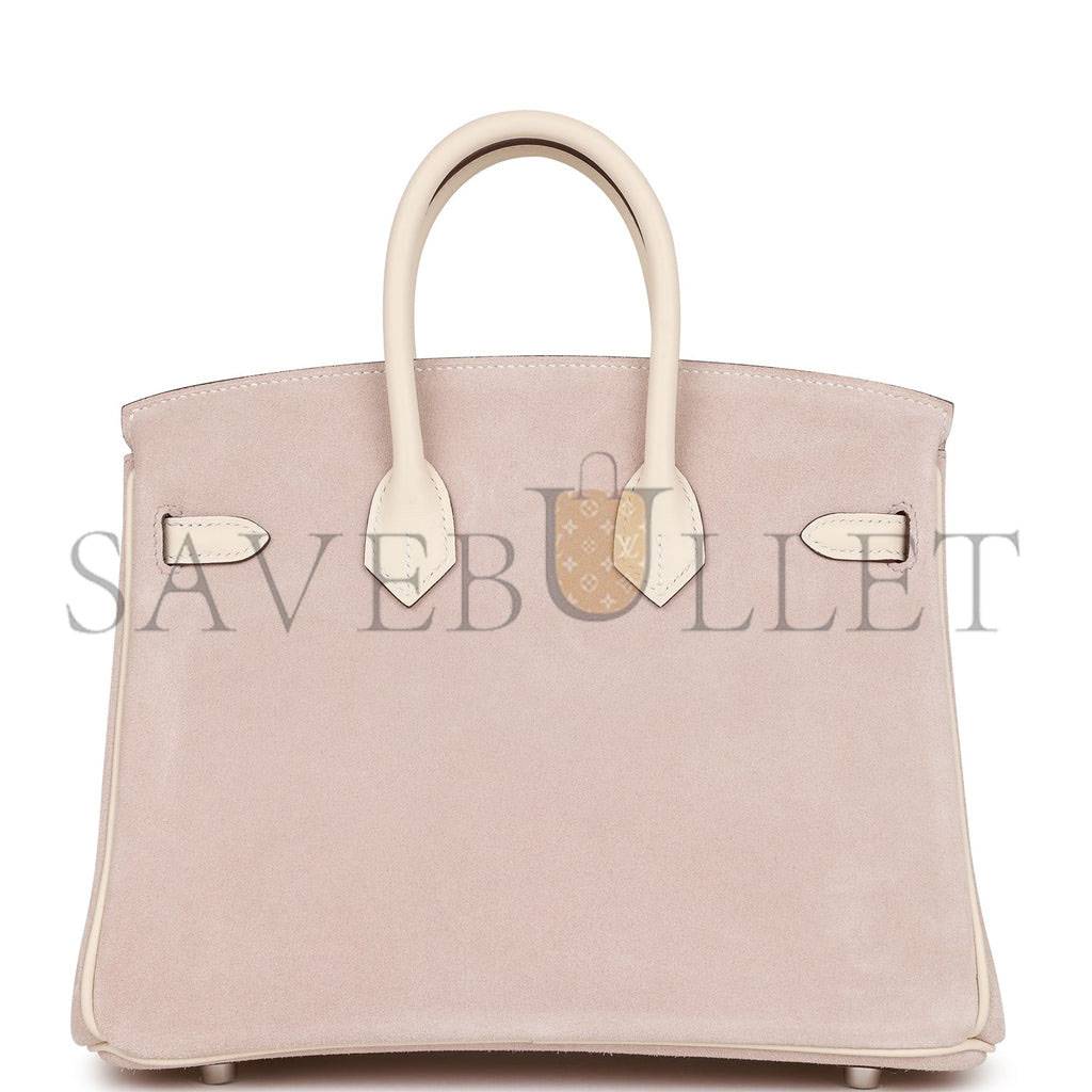 HERMES BIRKIN 25 GLYCINE GRIZZLY AND NATA SWIFT PALLADIUM HARDWARE (25cm) HERMES BIRKIN 25 GLYCINE GRIZZLY AND NATA SWIFT PALLADIUM HARDWARE (25cm)