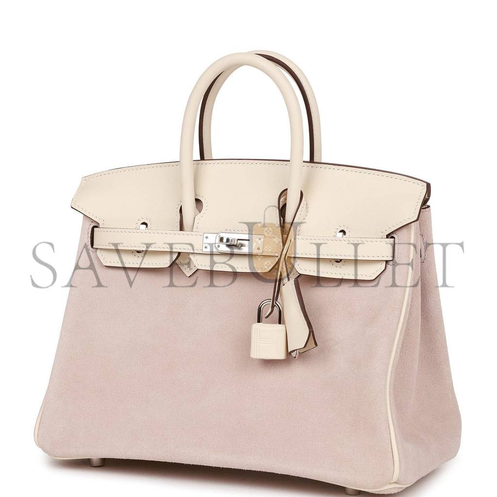 HERMES BIRKIN 25 GLYCINE GRIZZLY AND NATA SWIFT PALLADIUM HARDWARE (25cm) HERMES BIRKIN 25 GLYCINE GRIZZLY AND NATA SWIFT PALLADIUM HARDWARE (25cm)