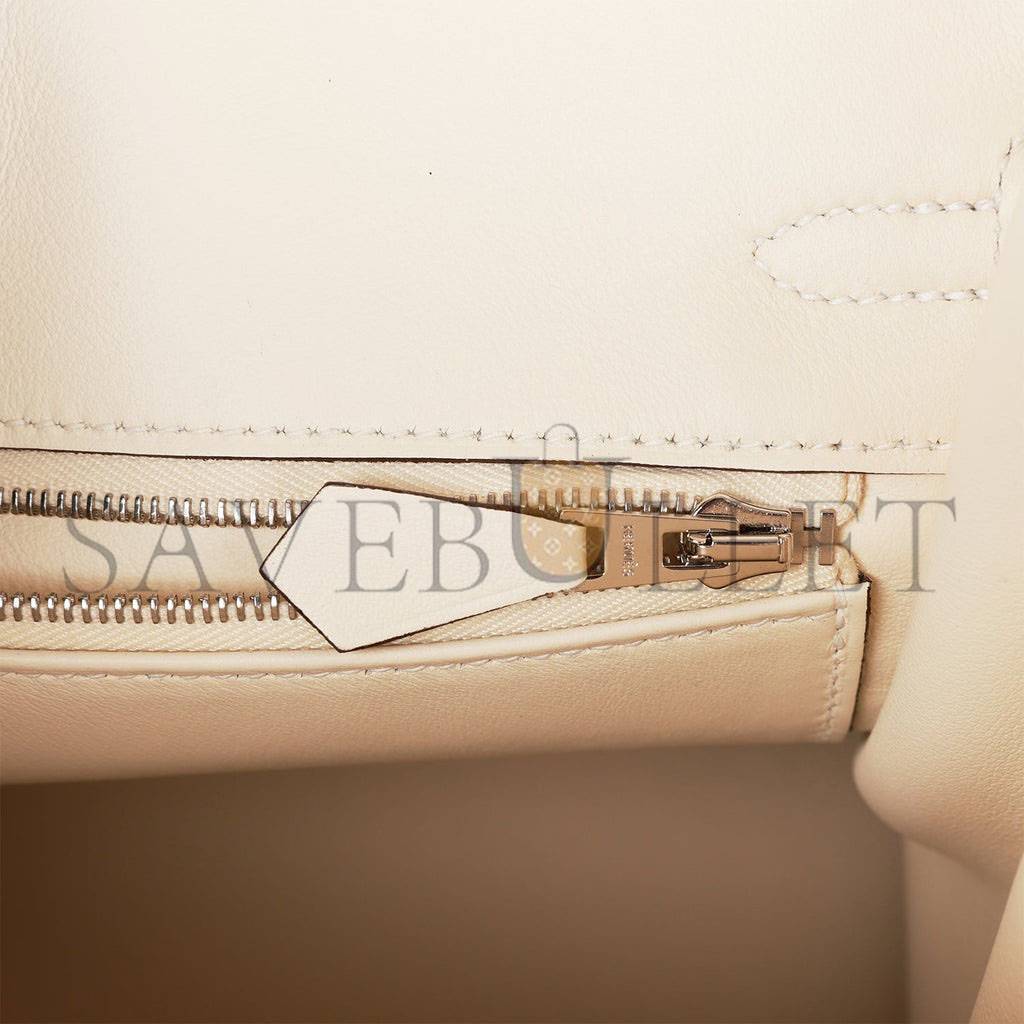 HERMES BIRKIN 25 GLYCINE GRIZZLY AND NATA SWIFT PALLADIUM HARDWARE (25cm) HERMES BIRKIN 25 GLYCINE GRIZZLY AND NATA SWIFT PALLADIUM HARDWARE (25cm)