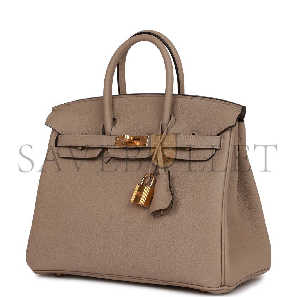 HERMES BIRKIN 25 GRIS TOURTERELLE TOGO GOLD HARDWARE HANDMADE (25cm) HERMES BIRKIN 25 GRIS TOURTERELLE TOGO GOLD HARDWARE HANDMADE (25cm)