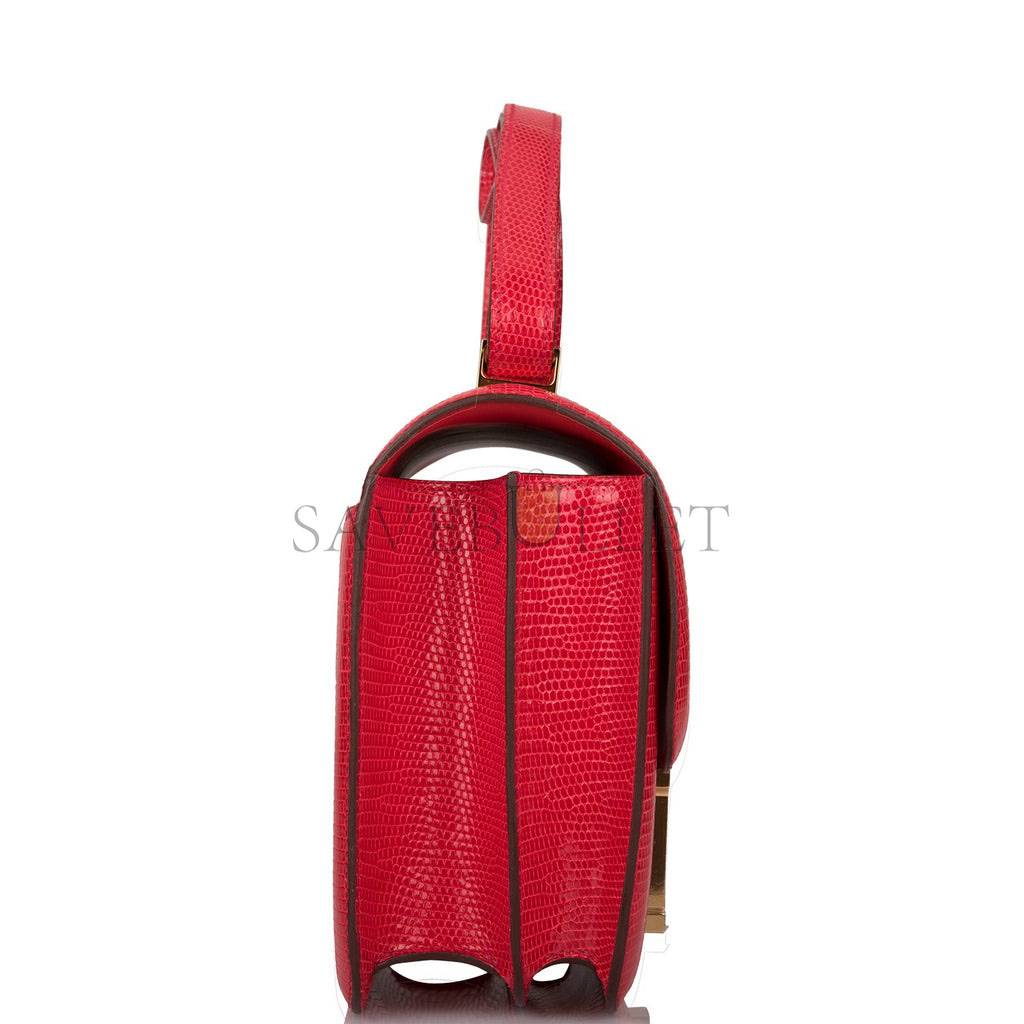 HERMES CONSTANCE 24 ROUGE EXOTIQUE LIZARD NILOTICUS GOLD HARDWARE (24cm) HERMES CONSTANCE 24 ROUGE EXOTIQUE LIZARD NILOTICUS GOLD HARDWARE (24cm)