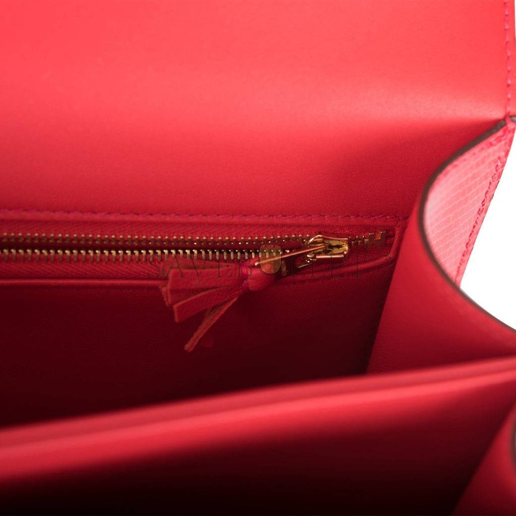 HERMES CONSTANCE 24 ROUGE EXOTIQUE LIZARD NILOTICUS GOLD HARDWARE (24cm) HERMES CONSTANCE 24 ROUGE EXOTIQUE LIZARD NILOTICUS GOLD HARDWARE (24cm)