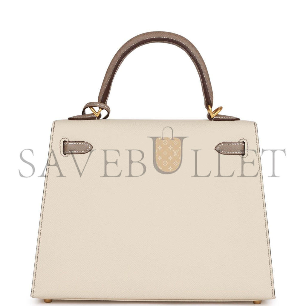 HERMES SPECIAL ORDER (HSS) KELLY SELLIER 25 CRAIE AND GRIS ASPHALTE EPSOM BRUSHED GOLD HARDWARE HANDMADE (25*17*7cm) HERMES SPECIAL ORDER (HSS) KELLY SELLIER 25 CRAIE AND GRIS ASPHALTE EPSOM BRUSHED GOLD HARDWARE HANDMADE (25*17*7cm)