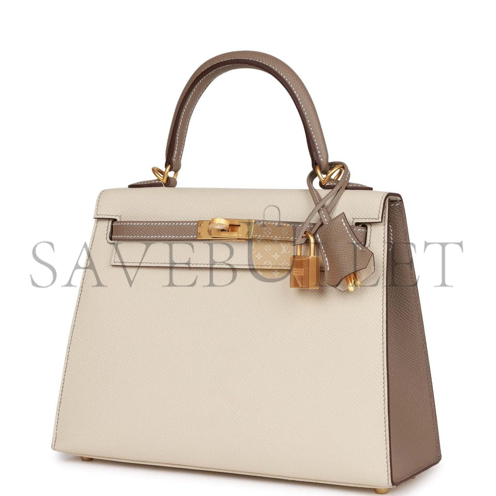 HERMES SPECIAL ORDER (HSS) KELLY SELLIER 25 CRAIE AND GRIS ASPHALTE EPSOM BRUSHED GOLD HARDWARE HANDMADE (25*17*7cm) HERMES SPECIAL ORDER (HSS) KELLY SELLIER 25 CRAIE AND GRIS ASPHALTE EPSOM BRUSHED GOLD HARDWARE HANDMADE (25*17*7cm)
