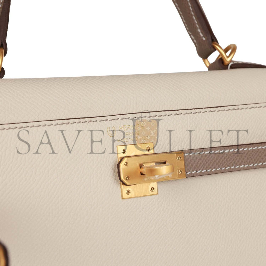 HERMES SPECIAL ORDER (HSS) KELLY SELLIER 25 CRAIE AND GRIS ASPHALTE EPSOM BRUSHED GOLD HARDWARE HANDMADE (25*17*7cm) HERMES SPECIAL ORDER (HSS) KELLY SELLIER 25 CRAIE AND GRIS ASPHALTE EPSOM BRUSHED GOLD HARDWARE HANDMADE (25*17*7cm)