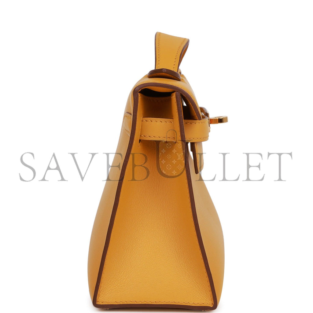 H**mes kelly pochette jaune ambre swift gold hardware  (22*12*13cm)