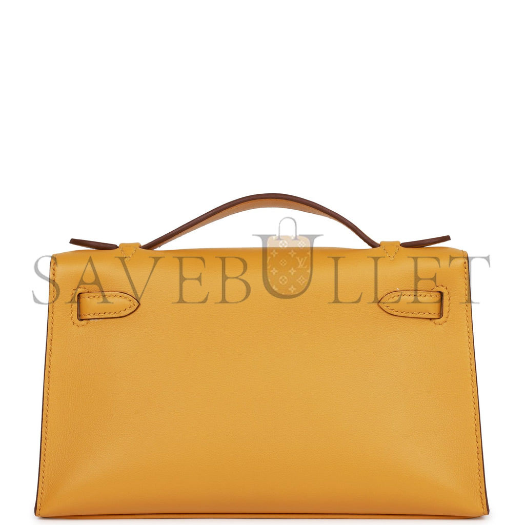 H**mes kelly pochette jaune ambre swift gold hardware  (22*12*13cm)