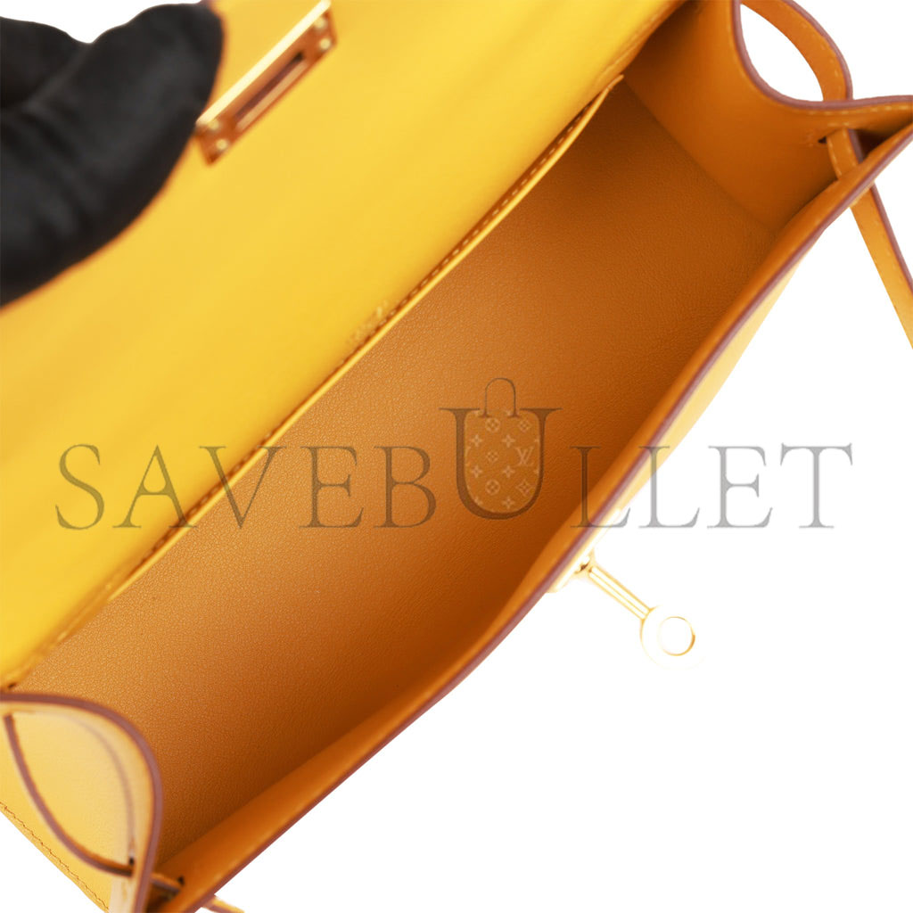 H**mes kelly pochette jaune ambre swift gold hardware  (22*12*13cm)