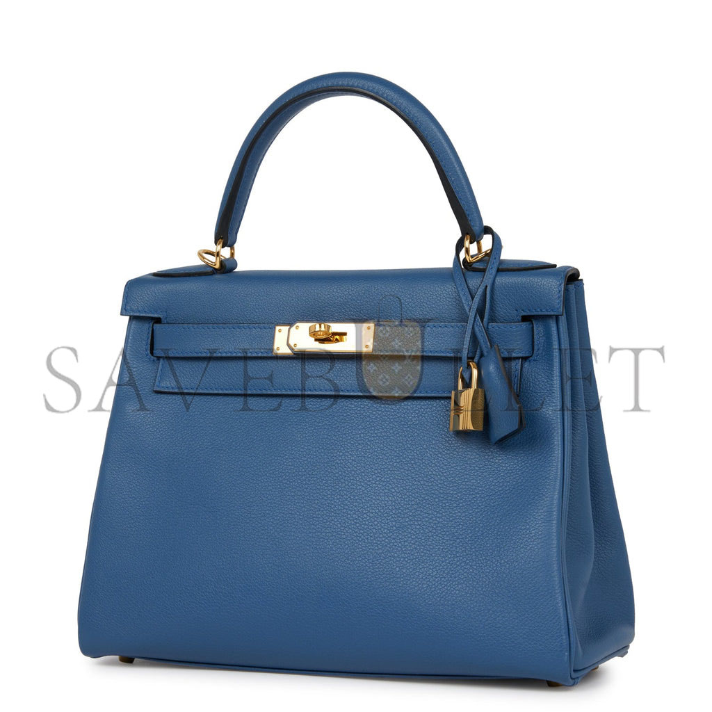 H**mes kelly retourne 28 bleu agate evercolor gold hardware  (28*22*10cm)